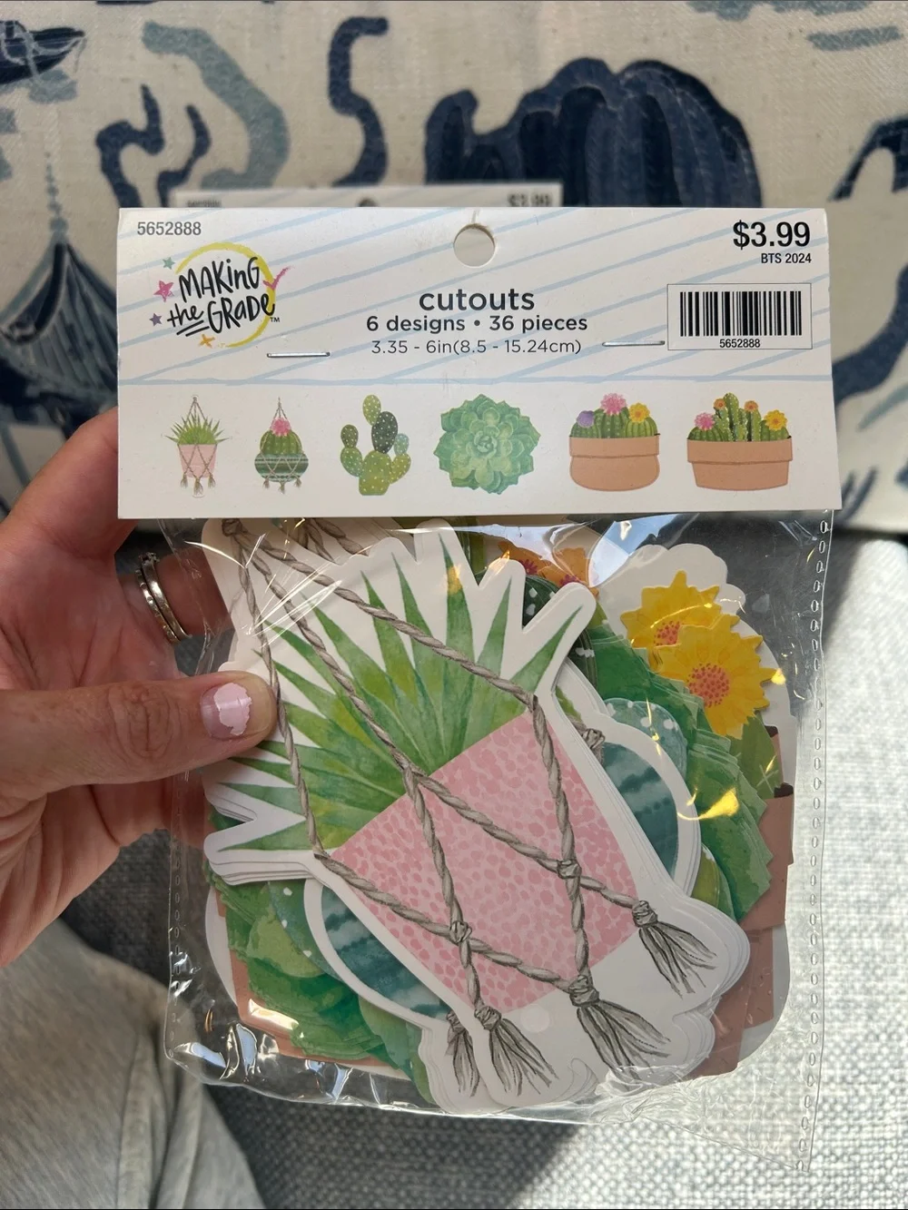 3 sets of Pink & Green Succulent Cutouts - 36pc each set